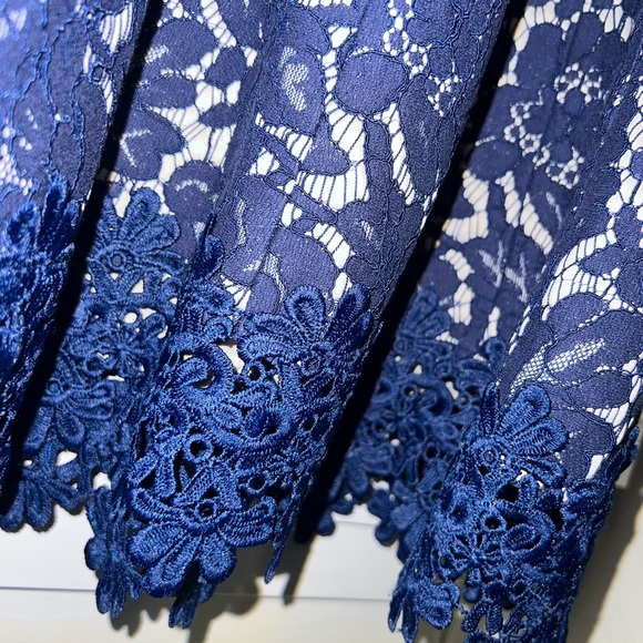 Roz & Ali Midnight Blue Floral Lace Dress - Picture 4 of 8